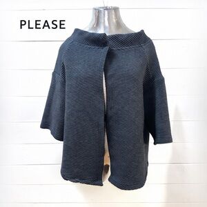 PLEASE Black Ribbed Open Cardigan – Size M